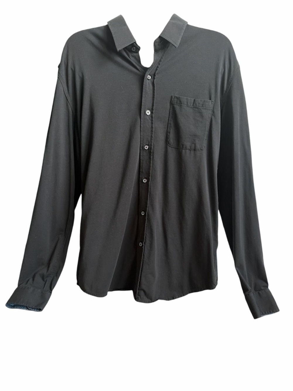 Men’s Buttercloth Icy Cotton Black Button Front Size Medium